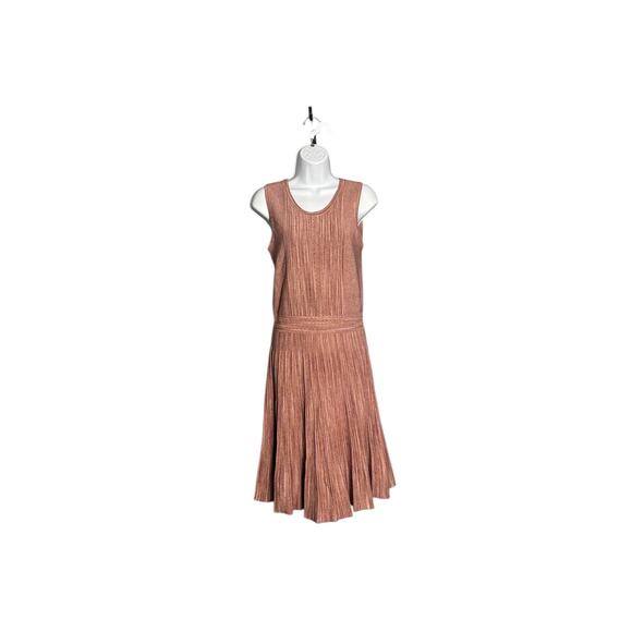 Sandro Pink Metallic Ribbed Knit Pleated Dress Size 8 - Picture 1 of 9